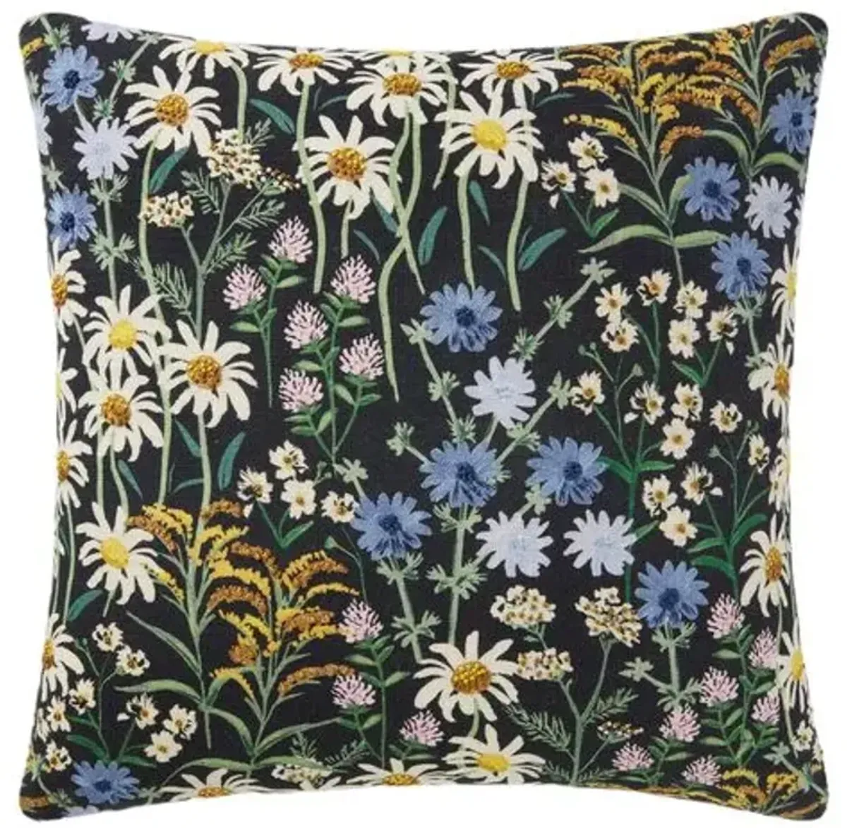 Wildflowers Pillow - Black - Rifle Paper Co. x Loloi