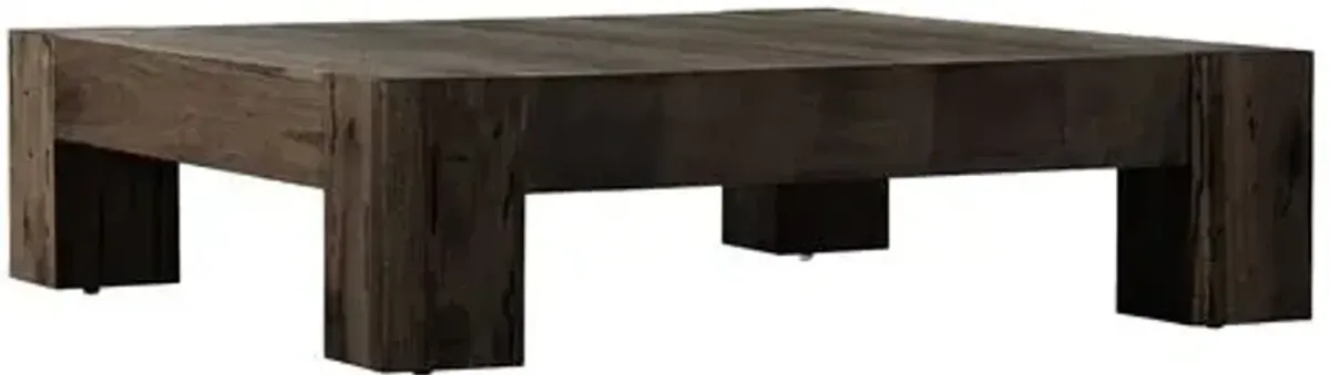 Zuri Coffee Table - Ebony Rustic Wormwood Oak - Brown