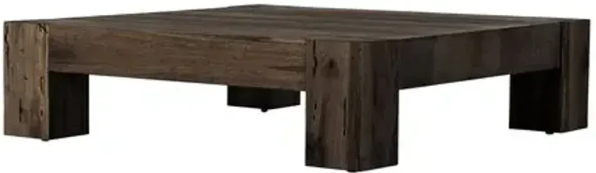 Zuri Coffee Table - Ebony Rustic Wormwood Oak - Brown