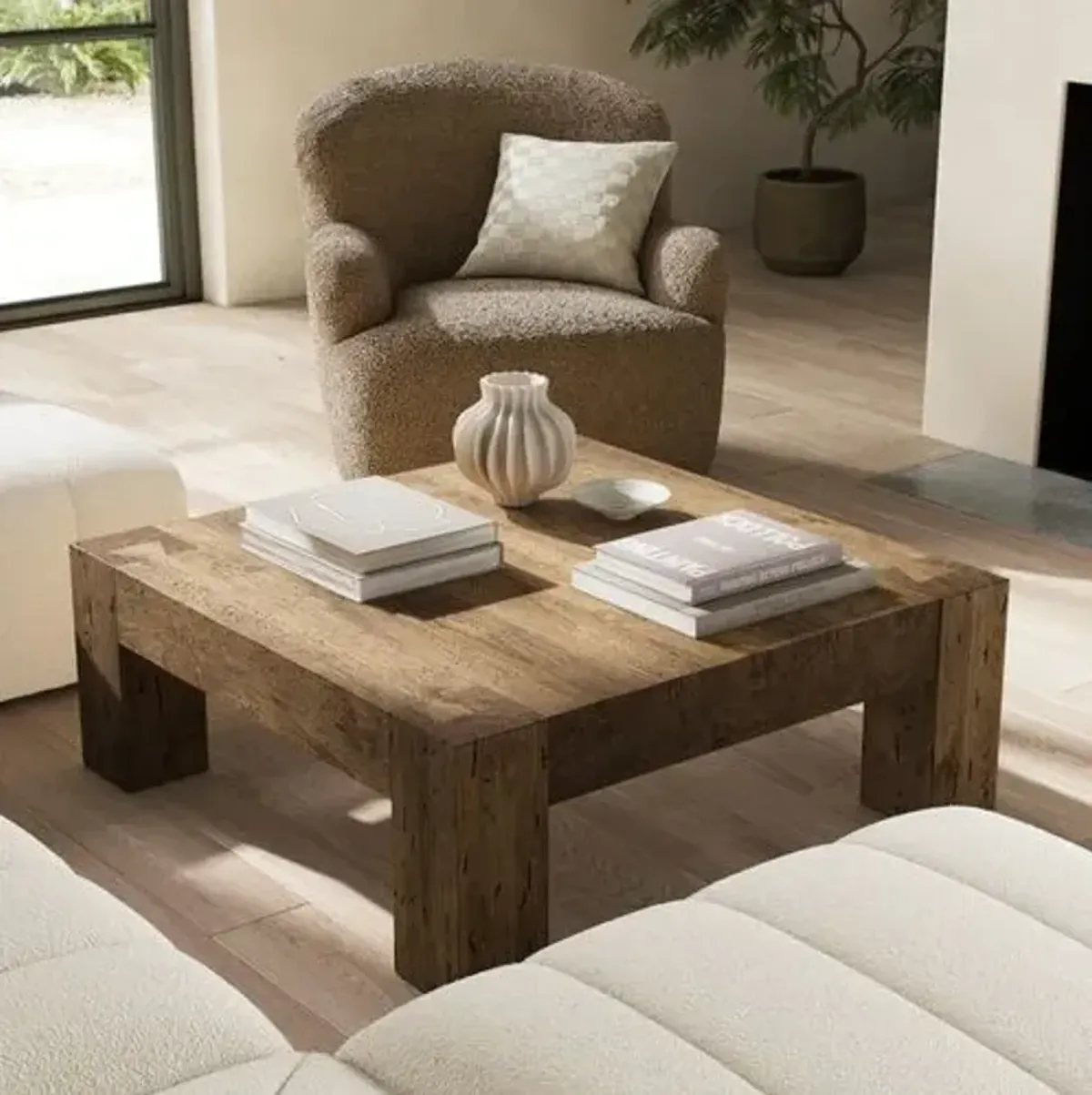 Zuri Small Square Coffee Table - Brown