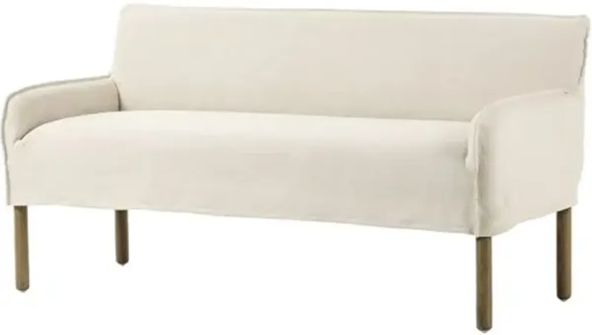 Zayden Belgian Linen Slipcover Dining Bench - Brussels Natural - Beige