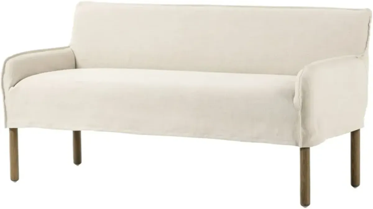 Zayden Belgian Linen Slipcover Dining Bench, Brussels Natural