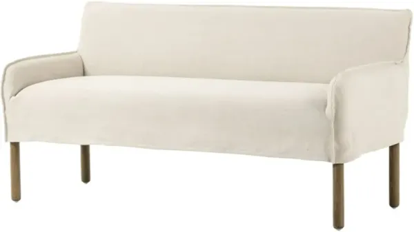 Zayden Belgian Linen Slipcover Dining Bench, Brussels Natural