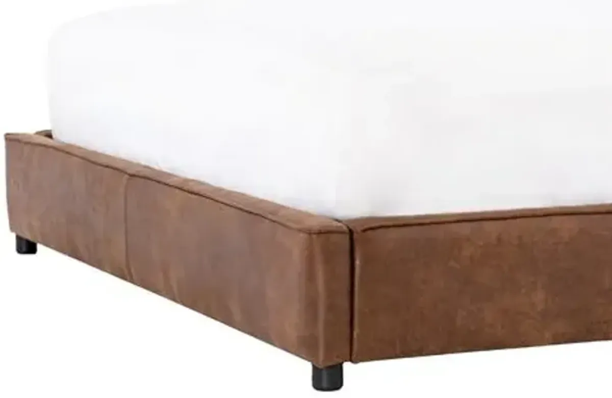 Zara Faux Leather Bed - Vintage Tobacco - Brown