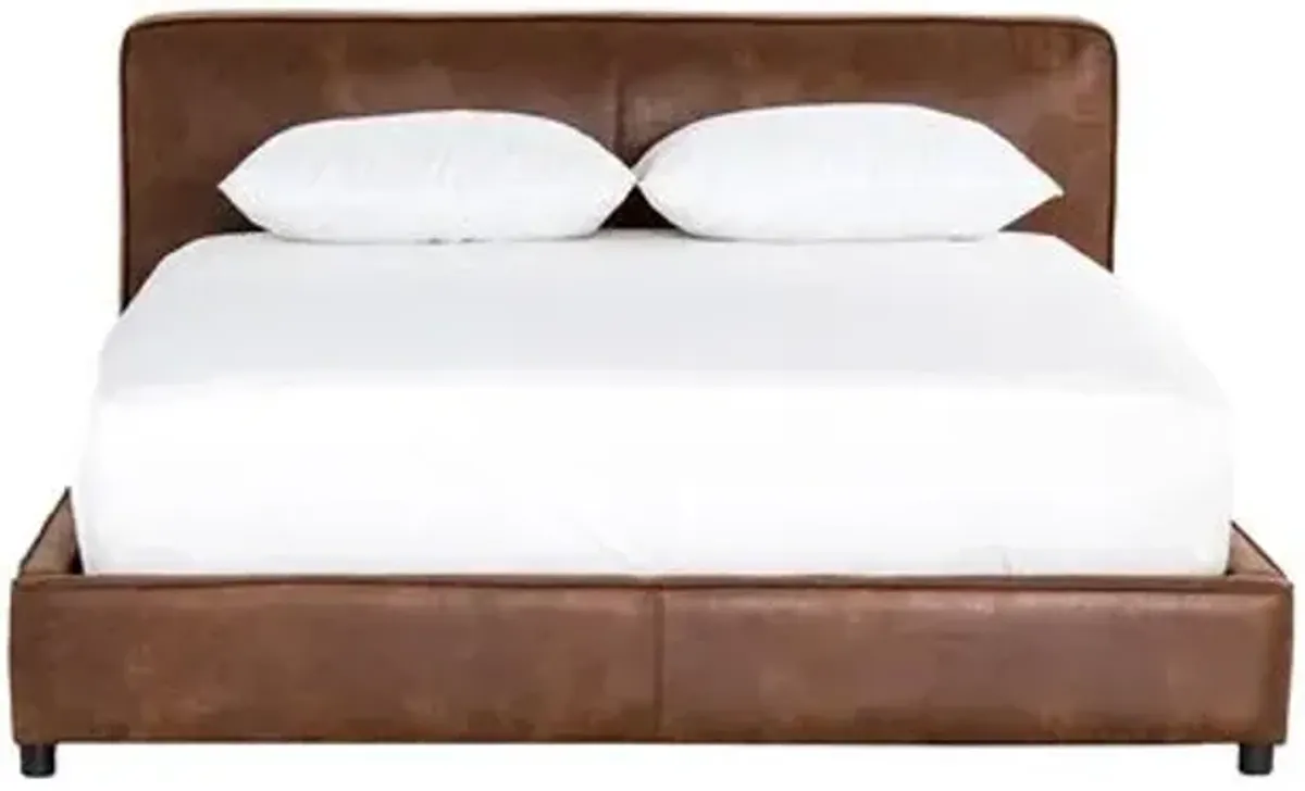 Zara Faux Leather Bed - Vintage Tobacco - Brown