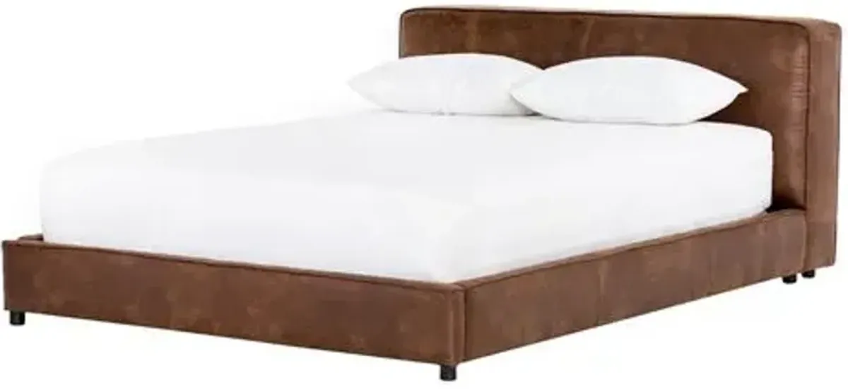 Zara Faux Leather Bed - Vintage Tobacco - Brown