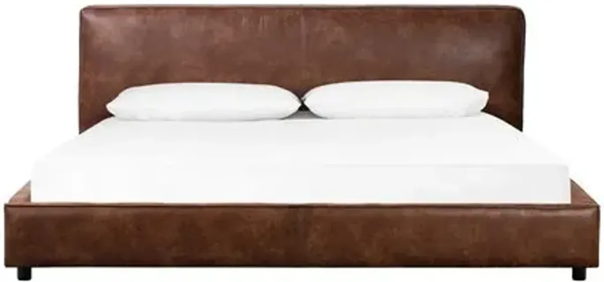 Zara Faux Leather Bed - Vintage Tobacco - Brown