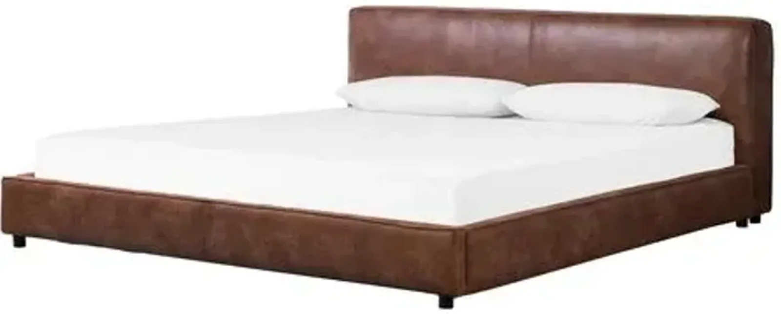 Zara Faux Leather Bed - Vintage Tobacco - Brown