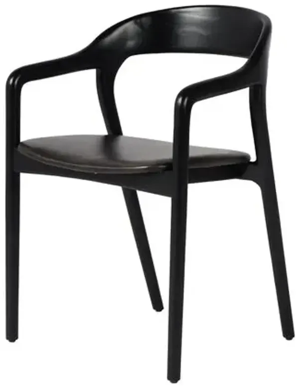 Xavier Leather Dining Armchair - Black