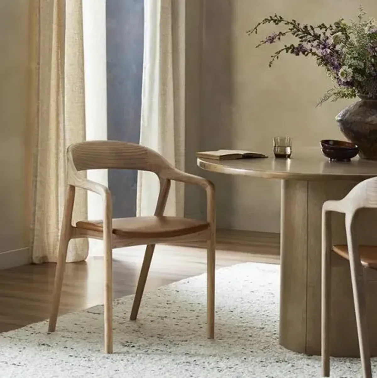 Xavier Leather Dining Armchair - Brown