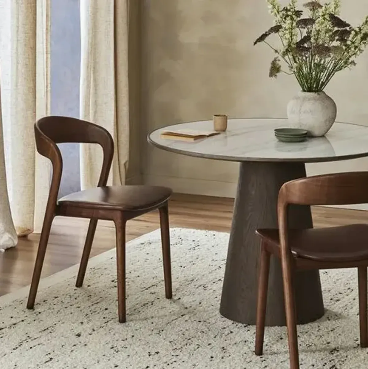 Xavier Leather Dining Side Chair - Brown