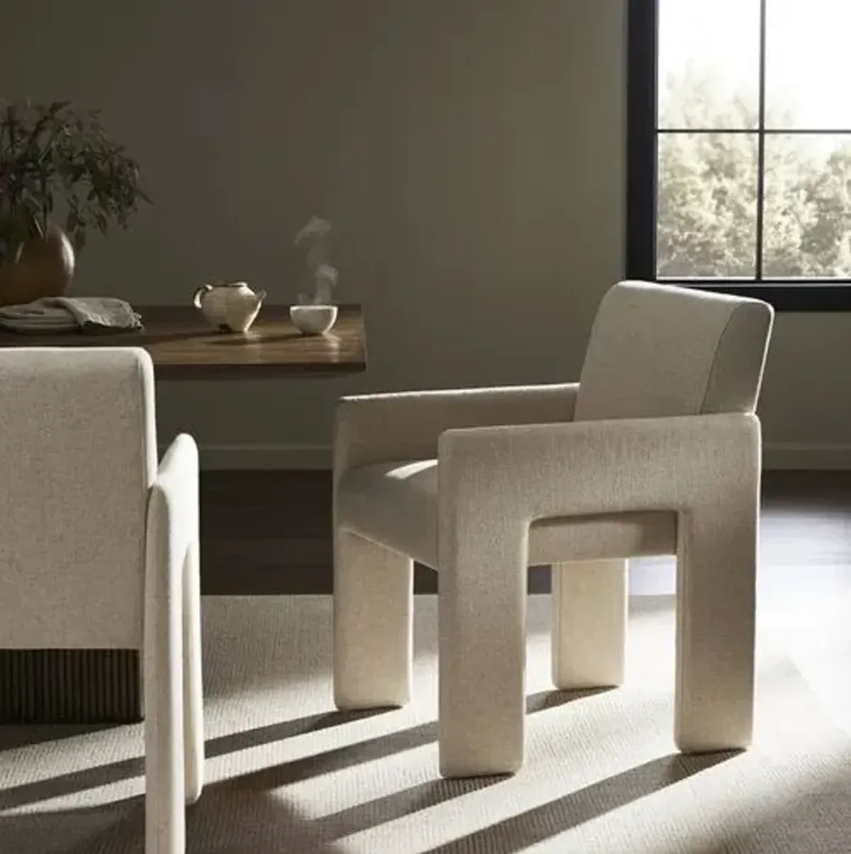 Wren Linen Dining Armchair - Beige