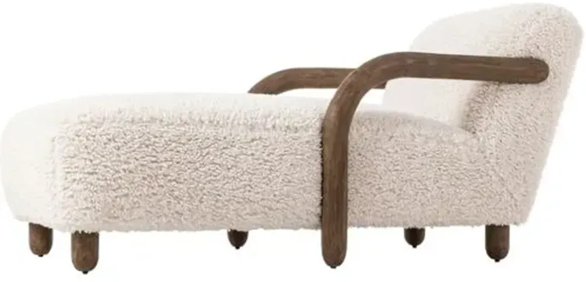 Willow Faux Shearling Chaise - Andes Natural - Beige - Comfortable, Sturdy, Stylish