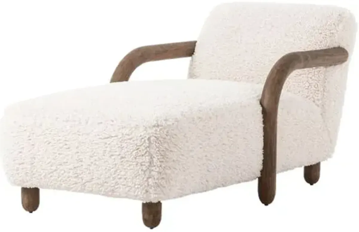 Willow Faux Shearling Chaise - Andes Natural - Beige - Comfortable, Sturdy, Stylish