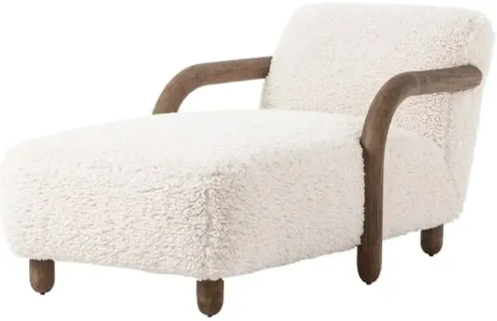 Willow Faux Shearling Chaise - Andes Natural - Beige - Comfortable, Sturdy, Stylish