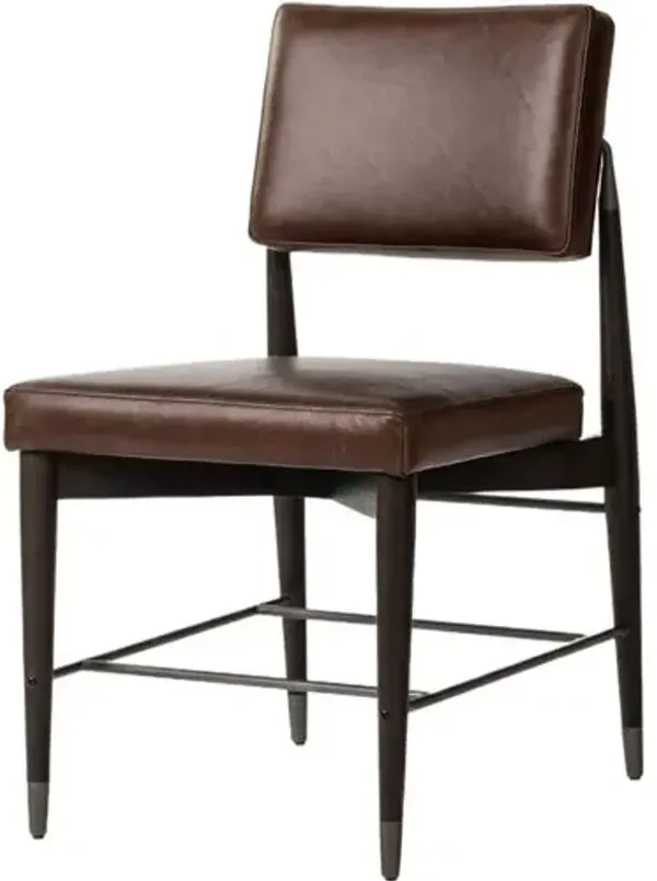Henry Leather Dining Chair - Havana Brown