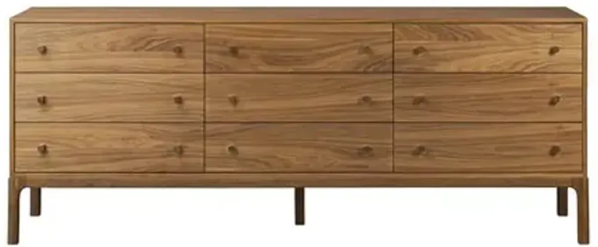 Wesley 9-Drawer Dresser - Natural Walnut - Brown