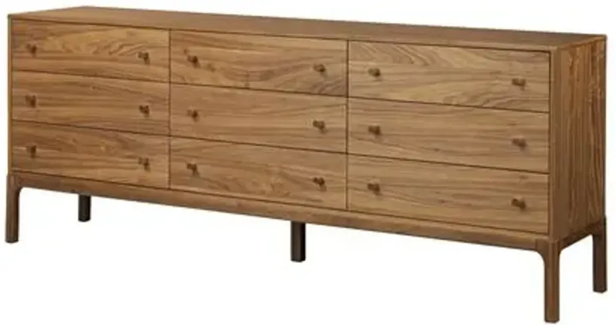 Wesley 9-Drawer Dresser - Natural Walnut - Brown