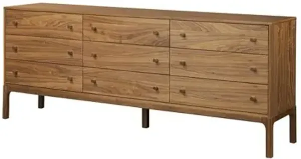 Norris 9-Drawer Dresser - Natural Walnut - Brown