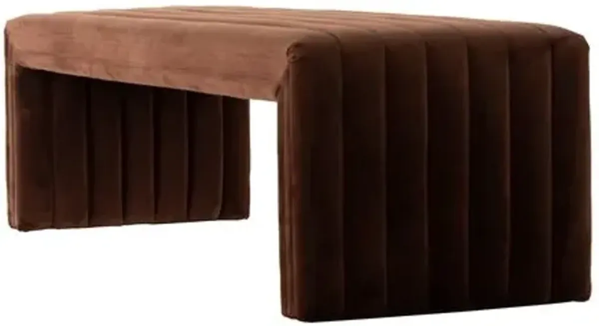 Vivian Velvet Bench - Brown