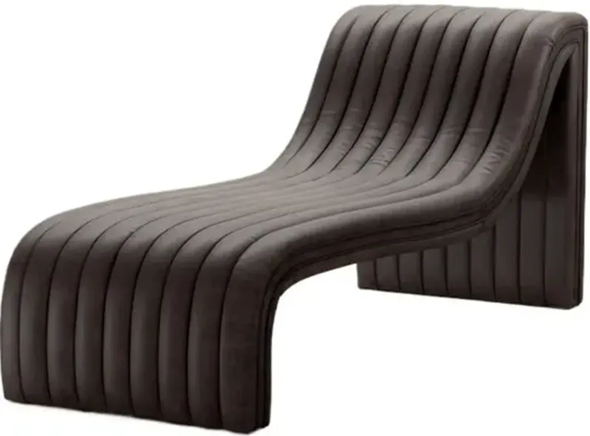 Vivian Leather Chaise Lounge - Brown - Comfortable, Sturdy, Stylish