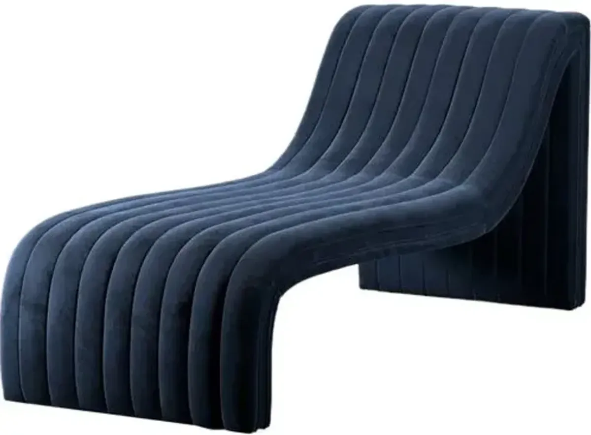 Vivian Velvet Chaise Lounge - Blue - Comfortable, Sturdy, Stylish