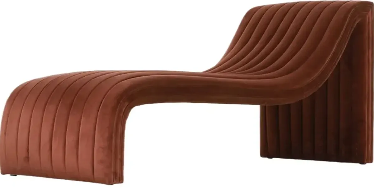 Vivian Velvet Chaise Lounge - Brown - Comfortable, Sturdy, Stylish