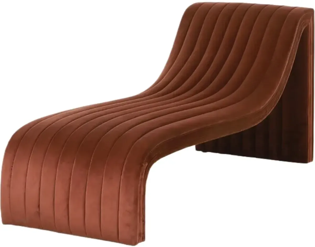 Vivian Velvet Chaise Lounge - Brown - Comfortable, Sturdy, Stylish