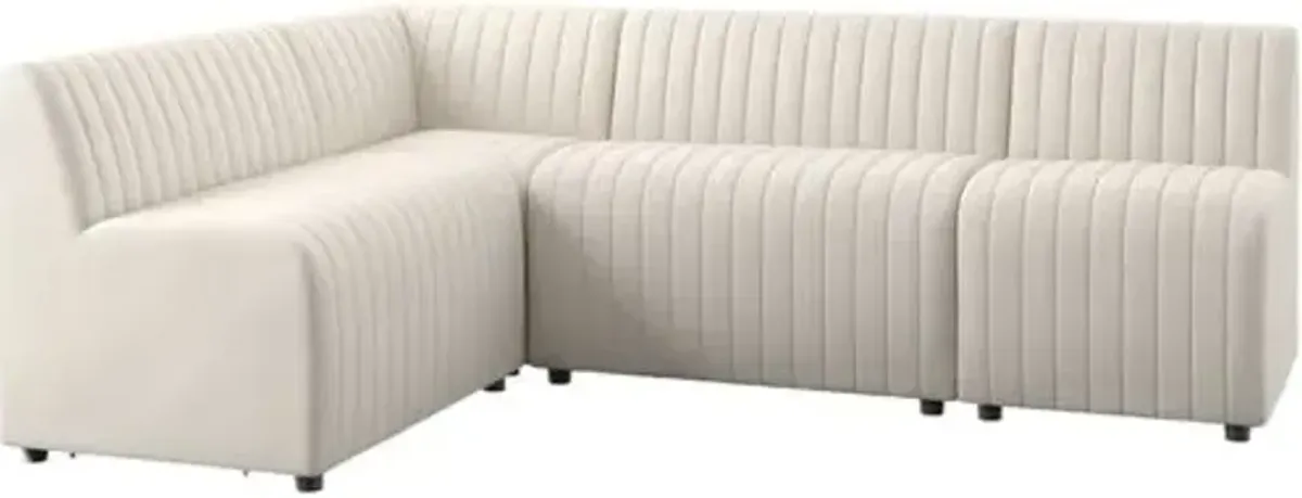 Deacon Channel Tufted L-Shape Dining Banquette - Beige