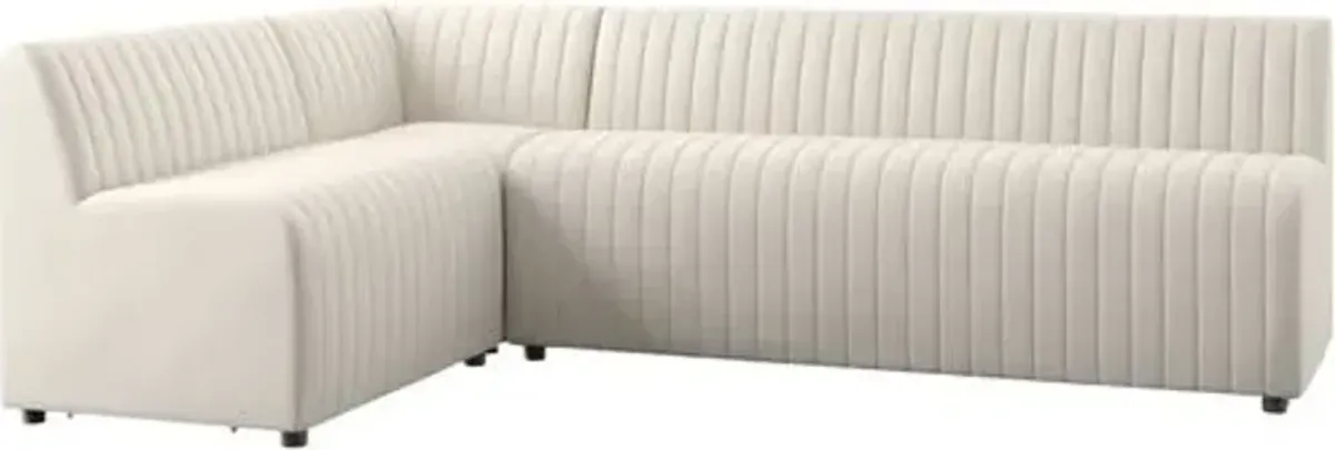 Deacon Channel Tufted L-Shape Dining Banquette - Beige