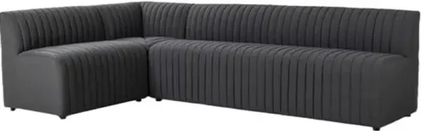 Deacon Channel Tufted L-Shape Dining Banquette - Gray