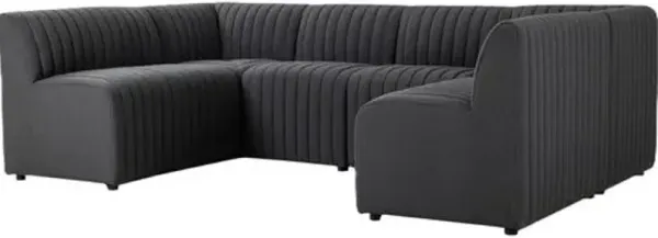 Deacon Channel Tufted U-Shape Dining Banquette - Gray