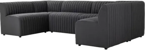 Deacon Channel Tufted U-Shape Dining Banquette - Gray