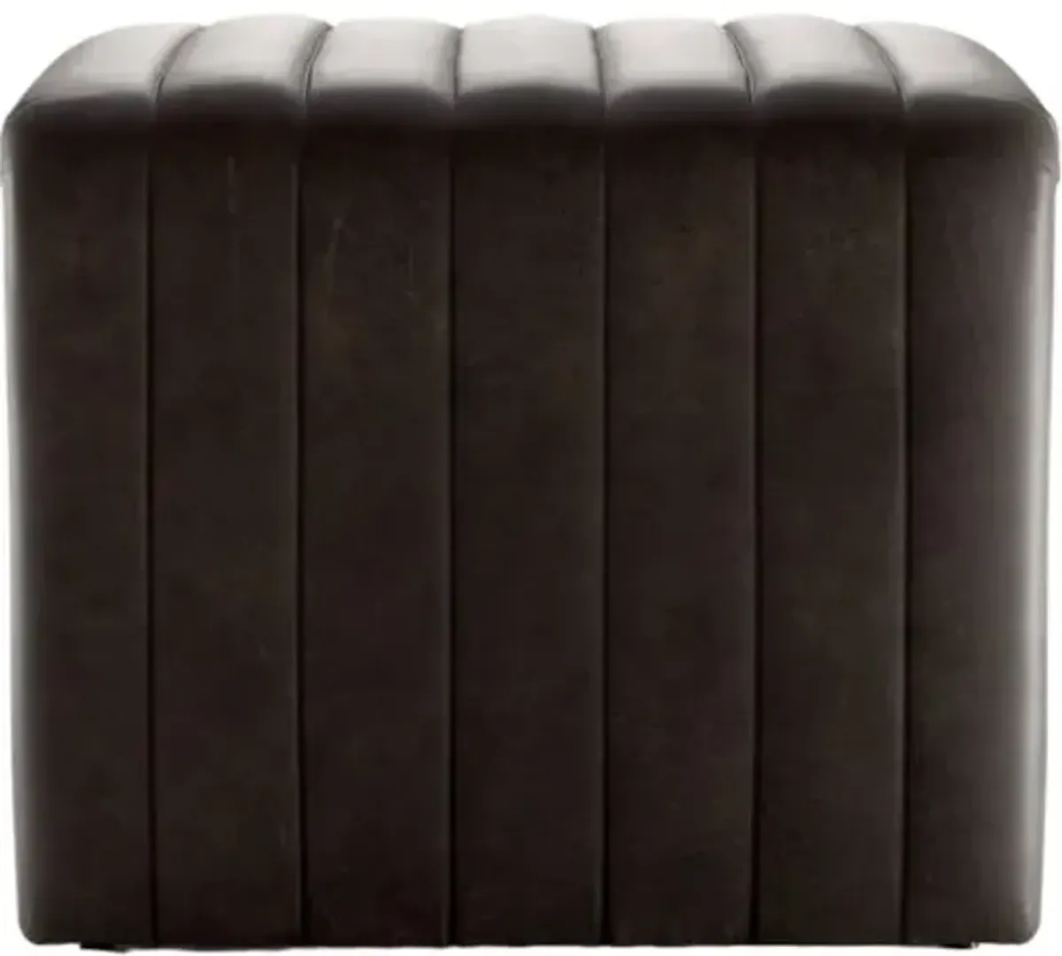 Vivian Leather Ottoman - Brown