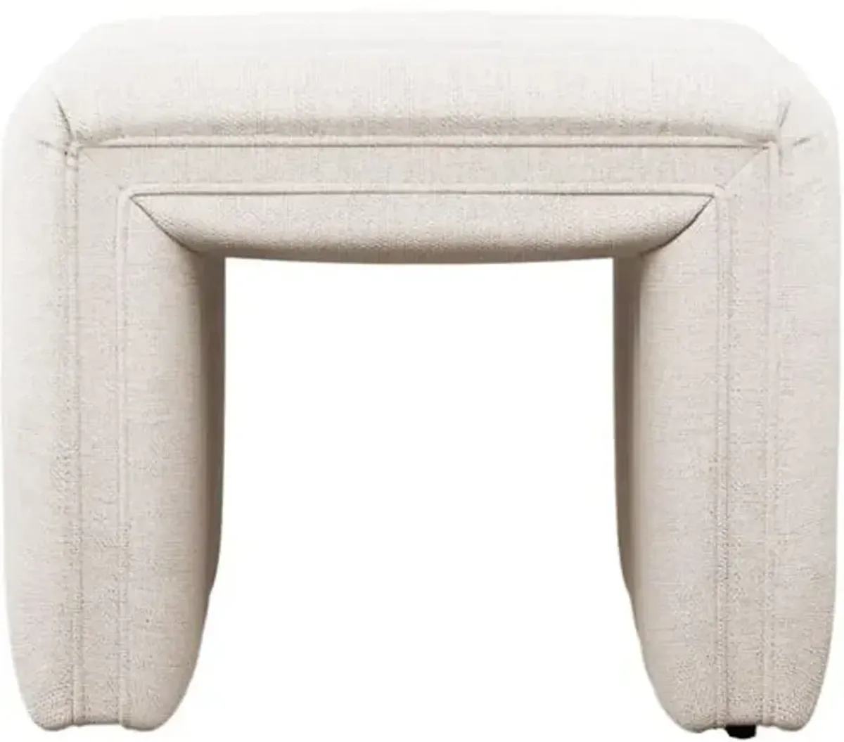 Vivian Linen Ottoman - Dover Crescent - Ivory