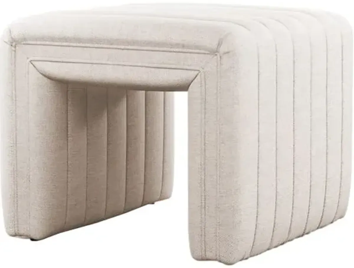 Vivian Linen Ottoman - Dover Crescent - Ivory