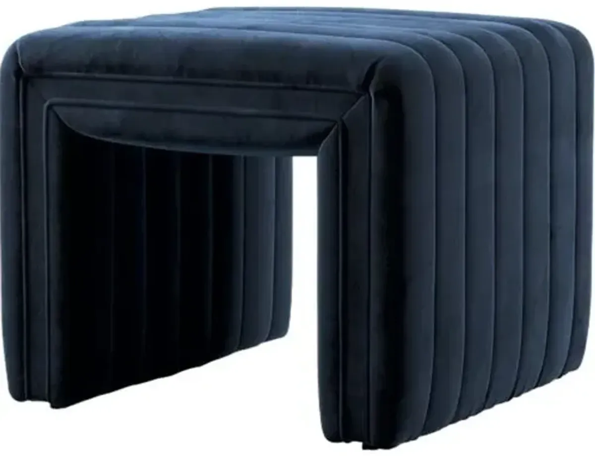 Vivian Velvet Ottoman - Blue