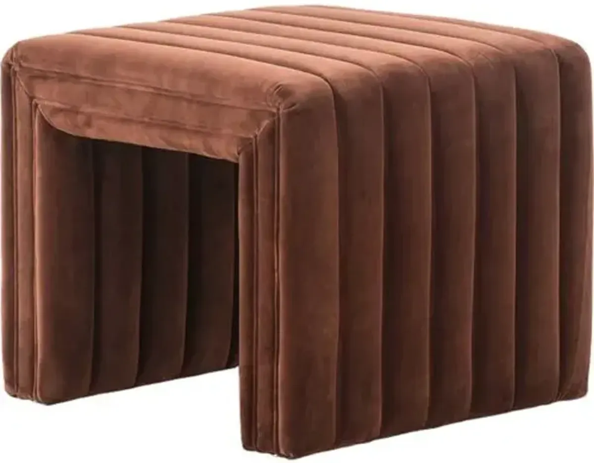 Vivian Velvet Ottoman - Brown