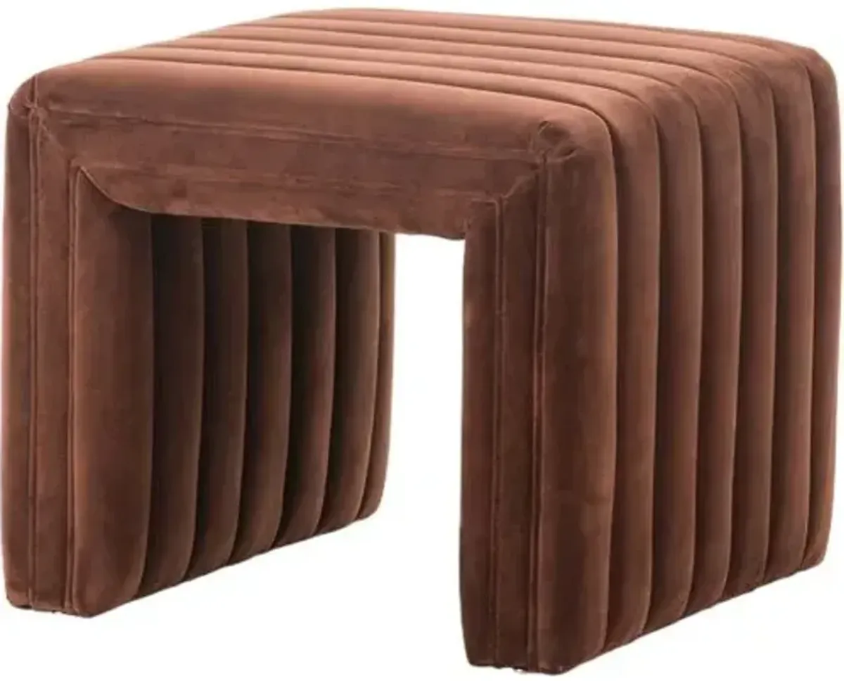 Vivian Velvet Ottoman - Brown