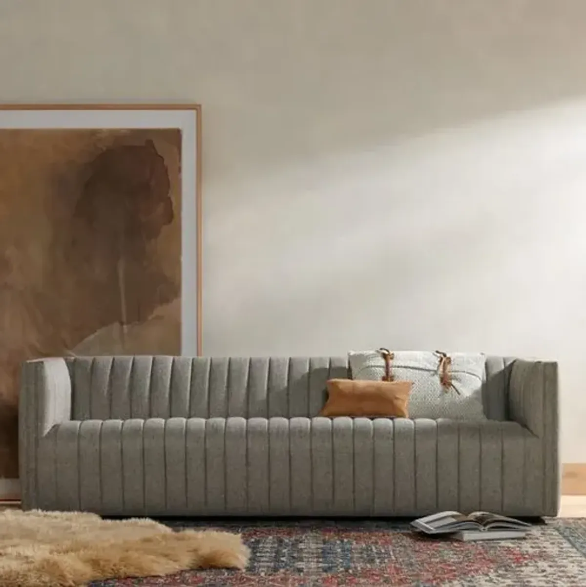 Deacon Channel Tufted Sofa - Orly Natural
