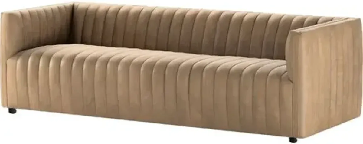 Deacon Channel Tufted Leather Sofa