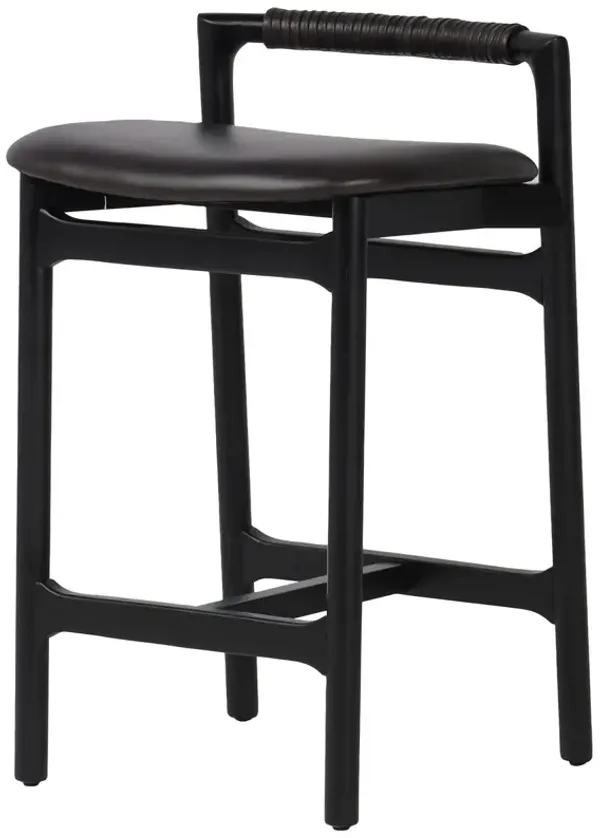 Violet Leather Counter Stool