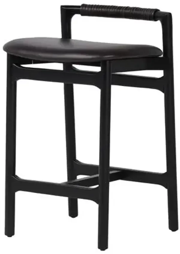 Violet Leather Counter Stool