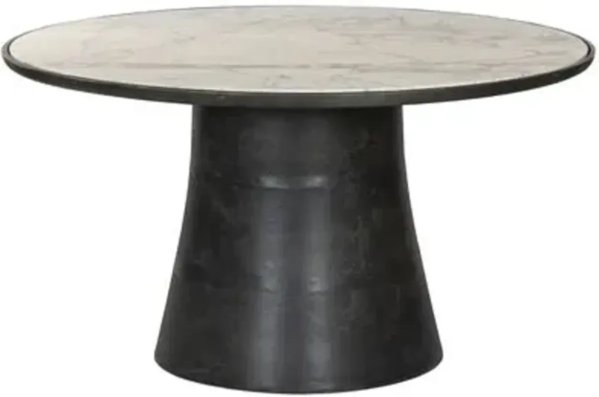 Vienna Outdoor Dining Table - Veined White Marble