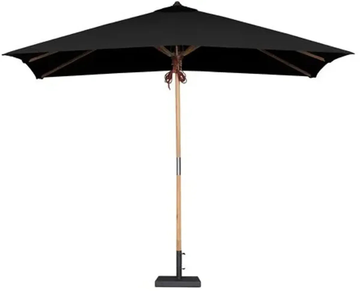 Vera Outdoor Rectangular Teak Patio Umbrella - Black