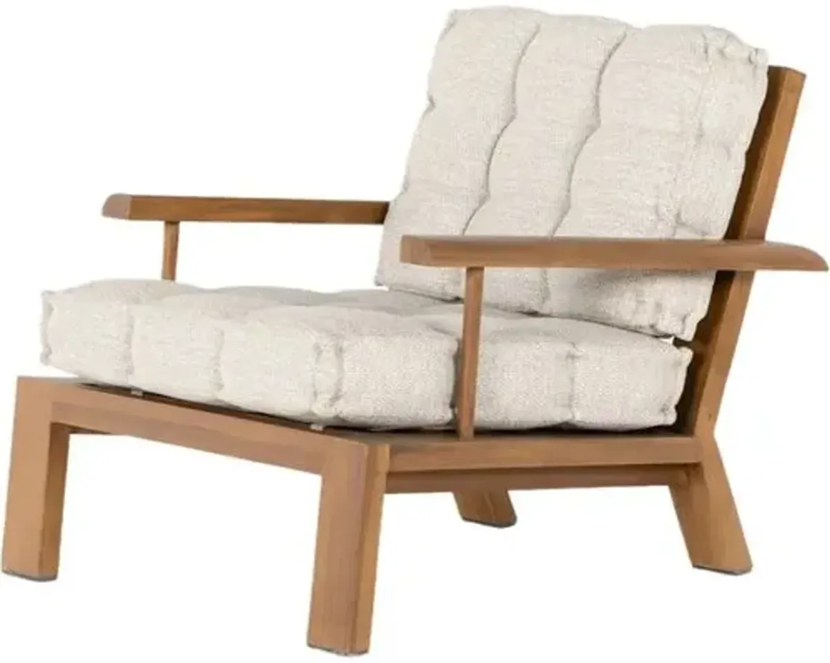 Valerie Outdoor Teak Lounge Chair - Tufted Faye Sand - Beige