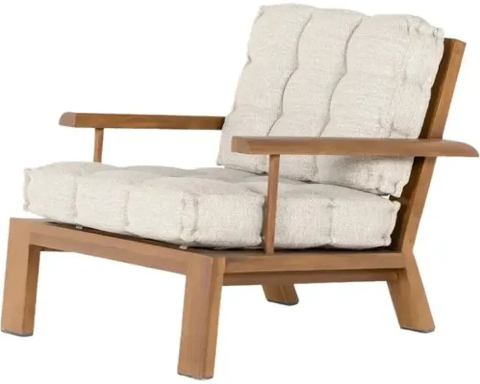 Valerie Outdoor Teak Lounge Chair - Tufted Faye Sand - Beige