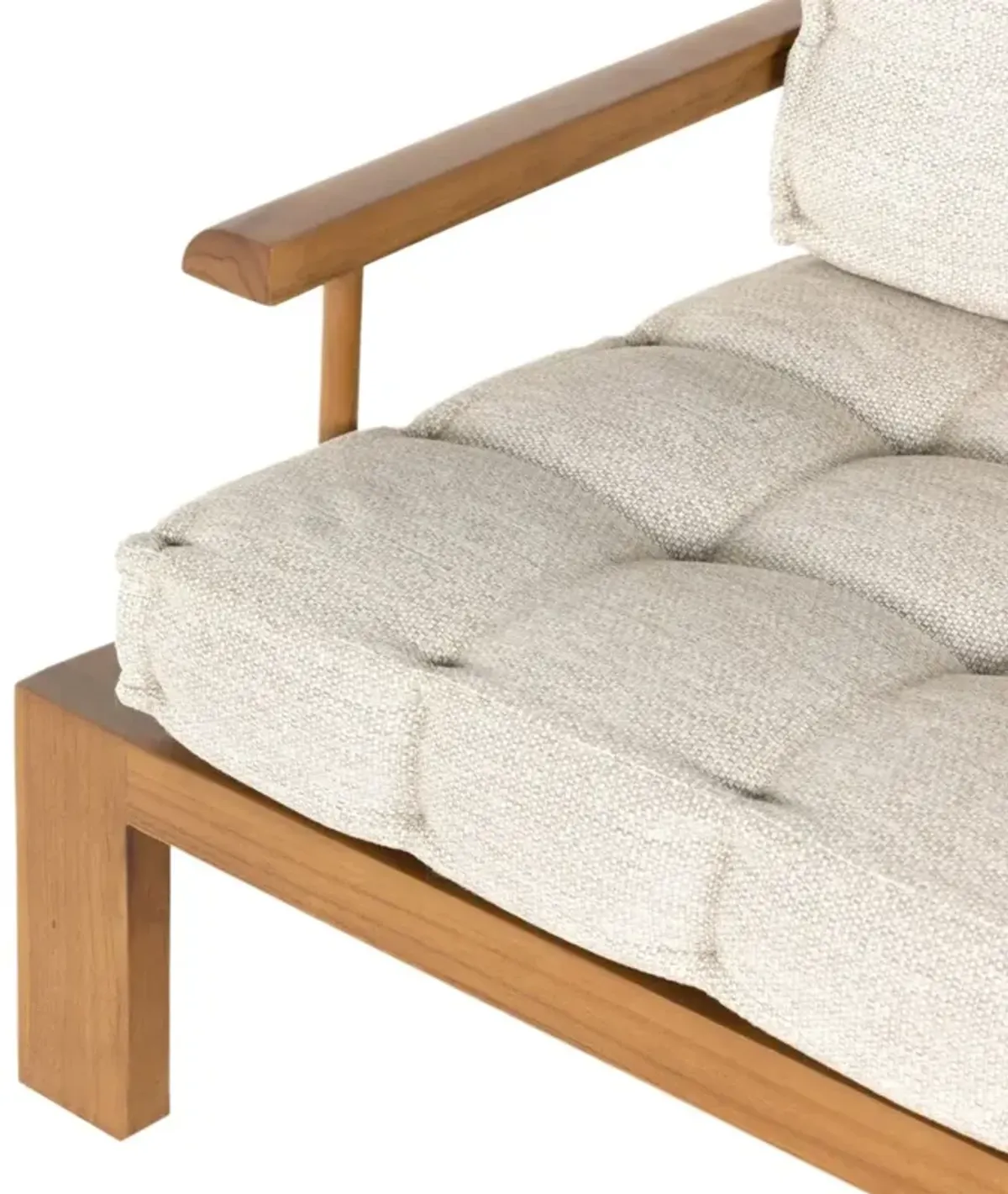 Valerie Outdoor Teak Sofa, Tufted Faye Sand