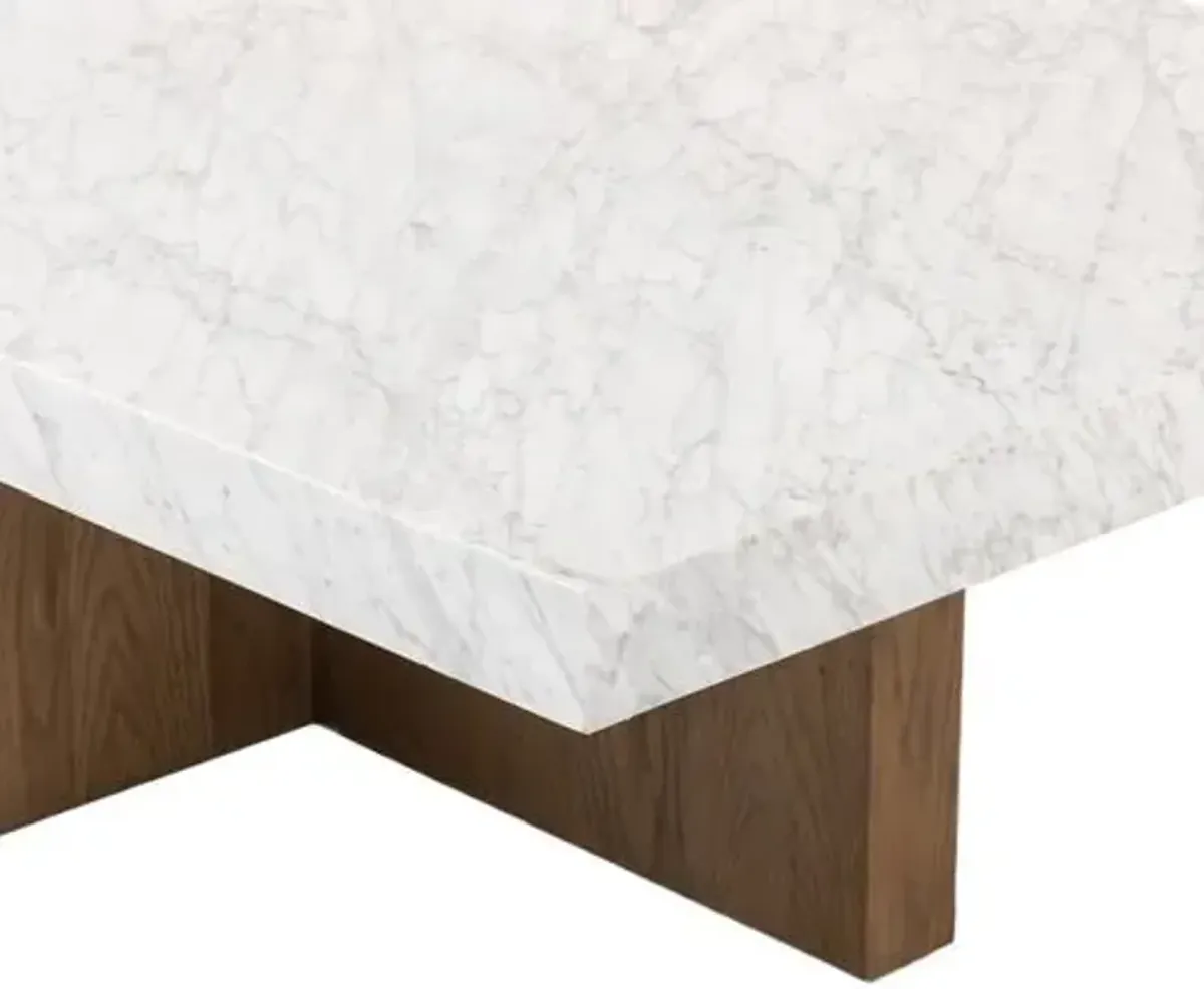 Valentina Rectangular Coffee Table - White Carrara Marble