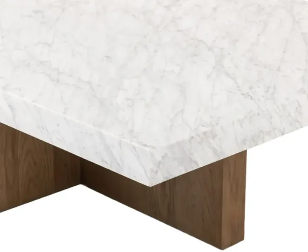Valentina Rectangular Coffee Table, White Carrara Marble